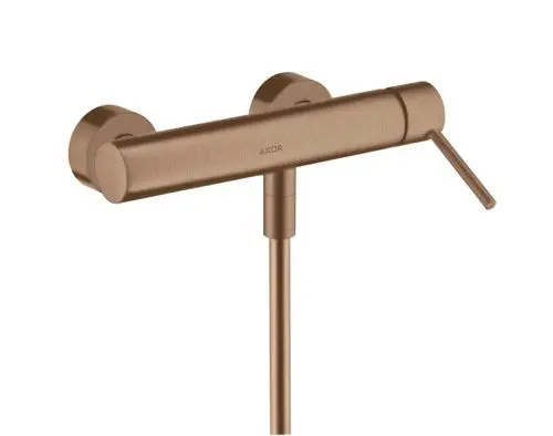 Fester Wand-Brausemischer in gebürstetem Rotgold mit einem seitlichen Hebel. Hersteller AXOR. Minimalistisches Design und funktionale Form.